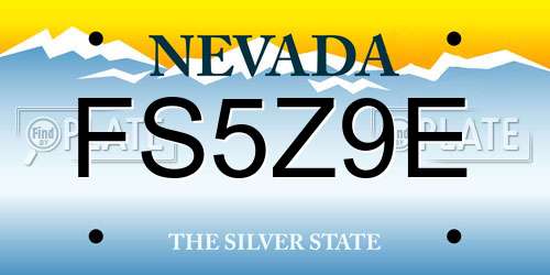 FS5Z9E Nevada License Plate