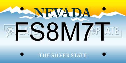 FS8M7T Nevada License Plate