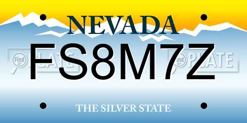 FS8M7Z Nevada License Plate