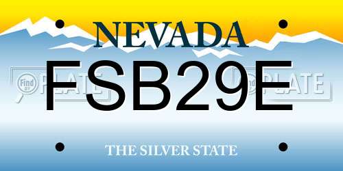 FSB29E Nevada License Plate