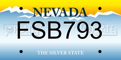 FSB793 Nevada License Plate