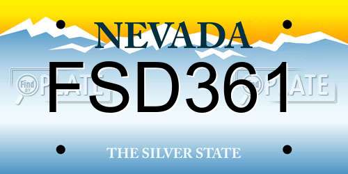 FSD361 Nevada License Plate