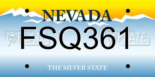 FSQ361 Nevada License Plate