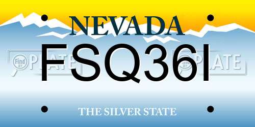 FSQ36I Nevada License Plate