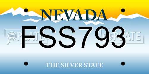FSS793 Nevada License Plate