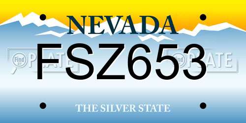 FSZ653 Nevada License Plate