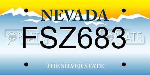 FSZ683 Nevada License Plate