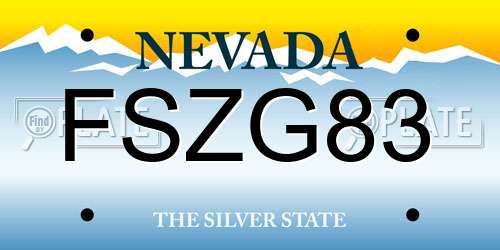 FSZG83 Nevada License Plate