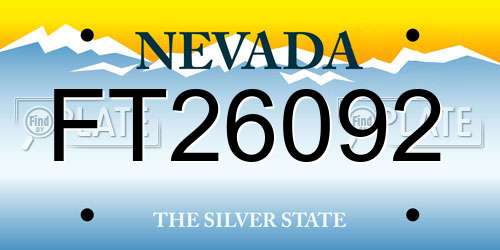 FT26092 Nevada License Plate