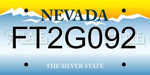 FT2G092 Nevada License Plate