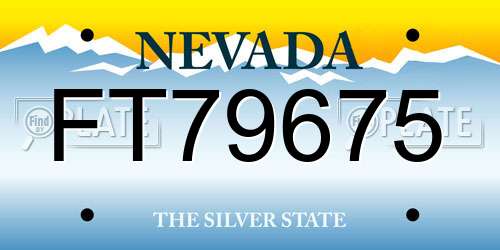 FT79675 Nevada License Plate