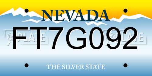 FT7G092 Nevada License Plate