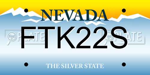 FTK22S Nevada License Plate