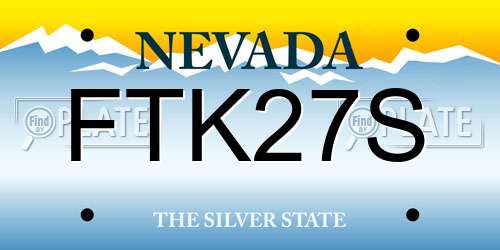 FTK27S Nevada License Plate