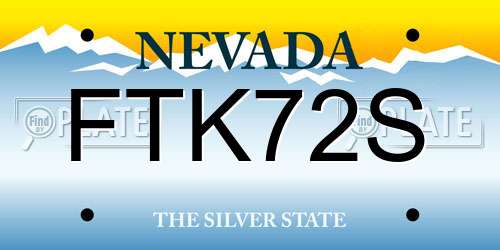 FTK72S Nevada License Plate