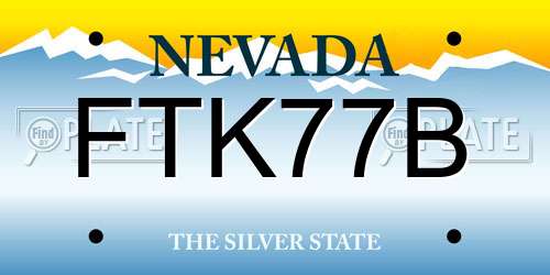 FTK77B Nevada License Plate