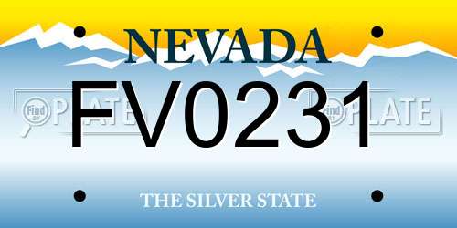 FV0231 Nevada License Plate