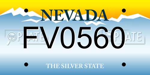 FV0560 Nevada License Plate
