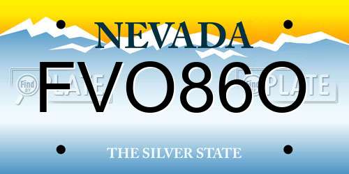FVO86O Nevada License Plate