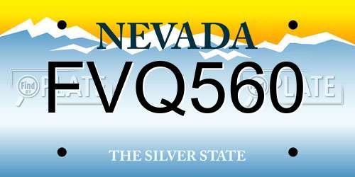 FVQ560 Nevada License Plate