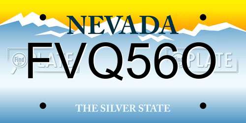 FVQ56O Nevada License Plate
