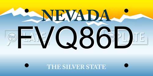 FVQ86D Nevada License Plate