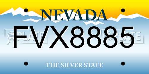 FVX8885 Nevada License Plate