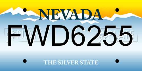 FWD6255 Nevada License Plate