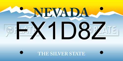 FX1D8Z Nevada License Plate