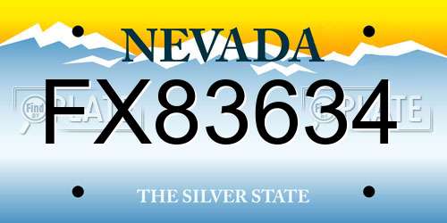 FX83634 Nevada License Plate