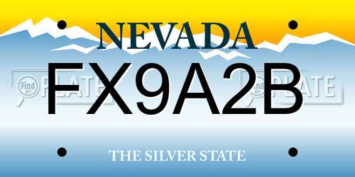 FX9A2B Nevada License Plate