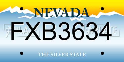 FXB3634 Nevada License Plate