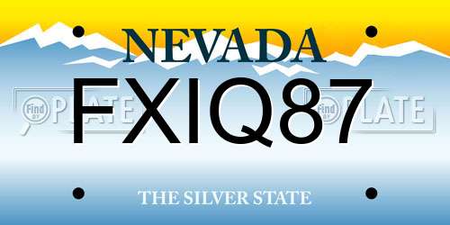 FXIQ87 Nevada License Plate