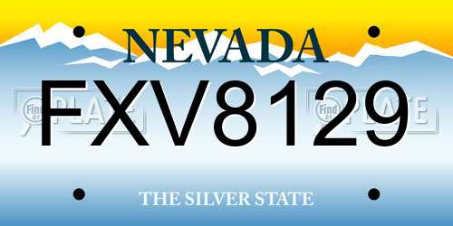 FXV8129 Nevada License Plate