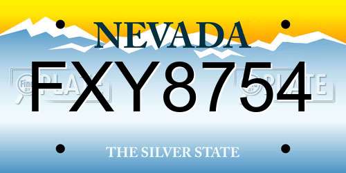 FXY8754 Nevada License Plate