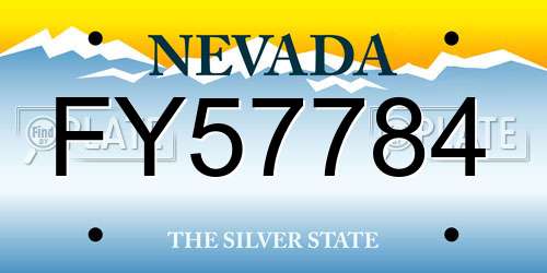 FY57784 Nevada License Plate