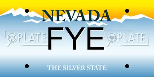 FYE Nevada License Plate