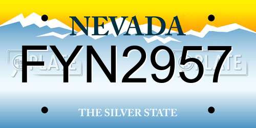 FYN2957 Nevada License Plate