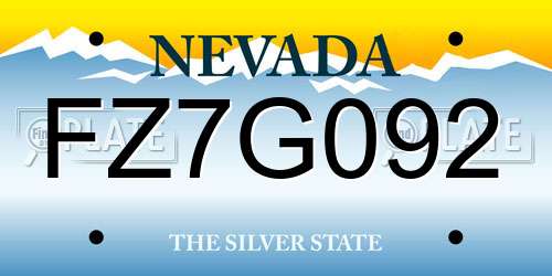 FZ7G092 Nevada License Plate