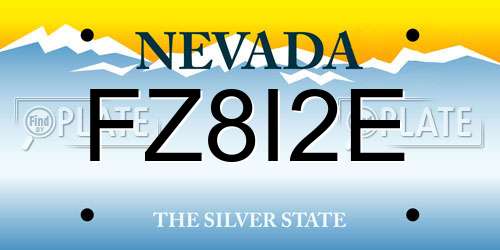 FZ8I2E Nevada License Plate