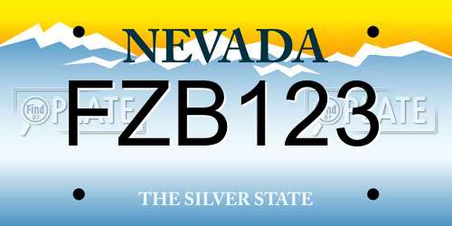 FZB123 Nevada License Plate