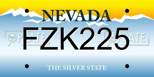FZK225 Nevada License Plate
