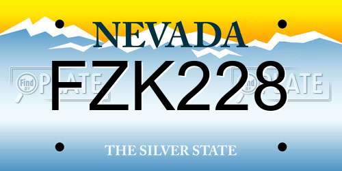 FZK228 Nevada License Plate