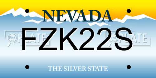 FZK22S Nevada License Plate