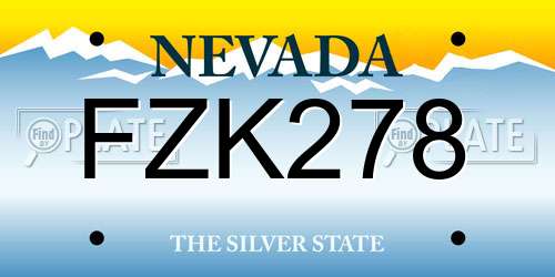 FZK278 Nevada License Plate
