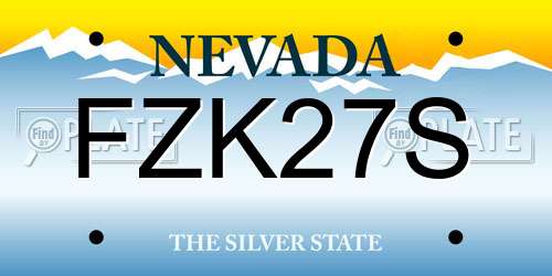 FZK27S Nevada License Plate