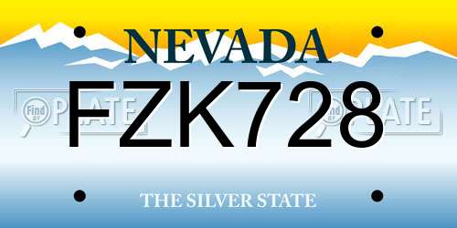 FZK728 Nevada License Plate