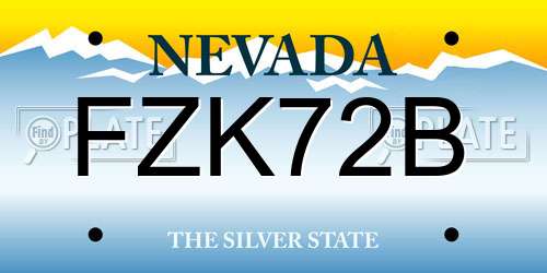 FZK72B Nevada License Plate