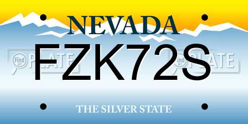 FZK72S Nevada License Plate