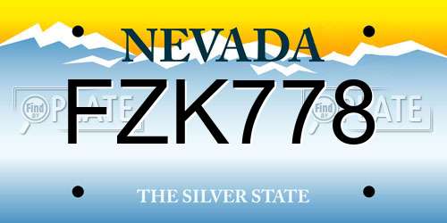 FZK778 Nevada License Plate